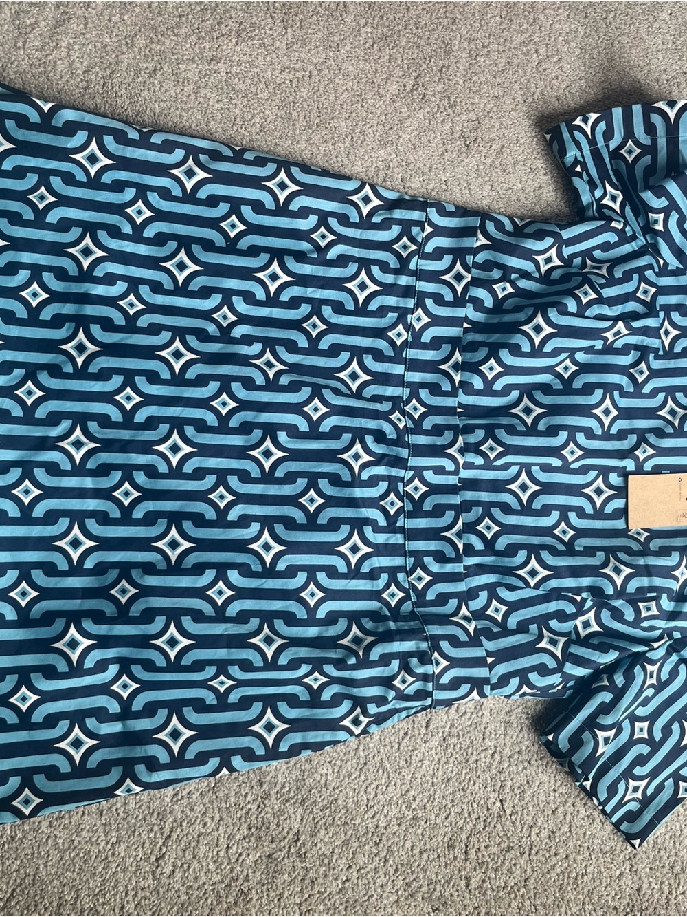 Boden Teal & Navy Geometric Print Dress